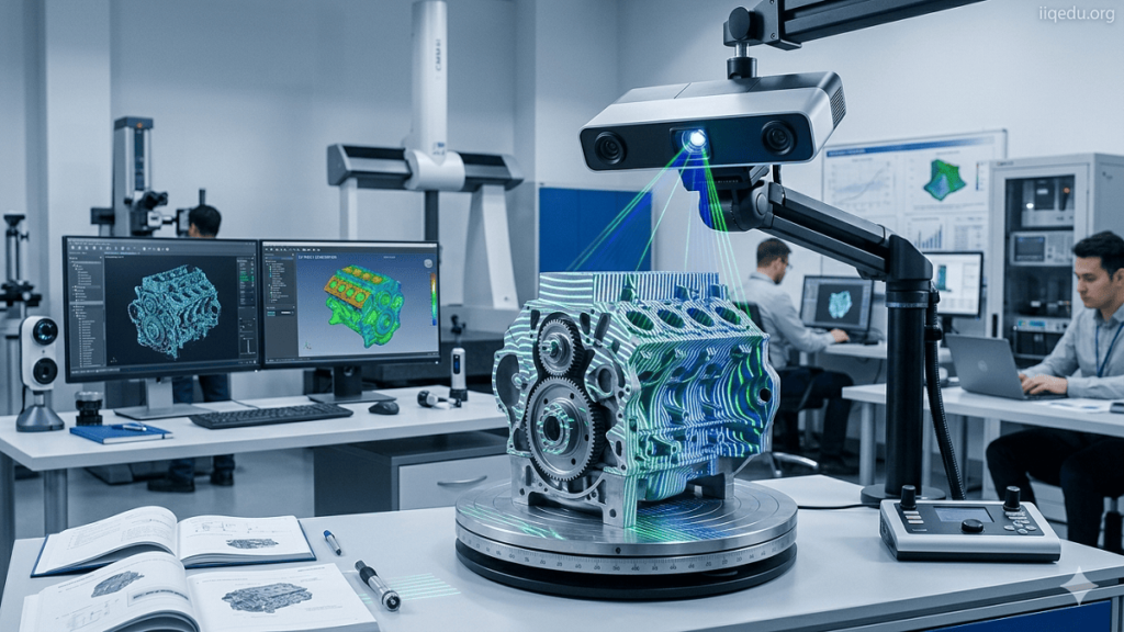 3D optical scanners capturing the surface of an object in a professional laboratory, demonstrating 3D scanning technology and digital modeling. 3D Optical Scanners